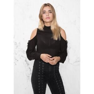 NWT & Other Stories Black Cold Shoulder Blouse 2